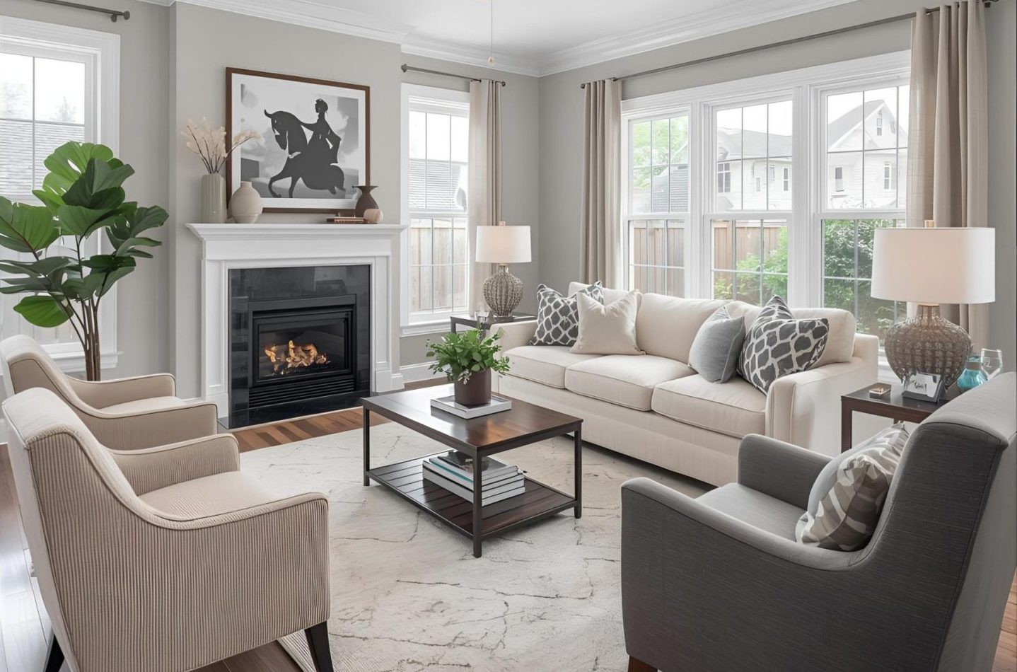 Staged Living Room Maryland Homes